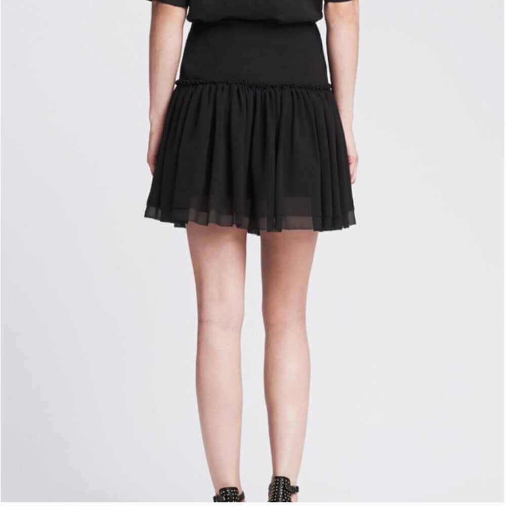 NWT Banana Republic Black Shirred Dropwaist Lined Tiered Ruffle Mini Skirt, 10 - Picture 1 of 9